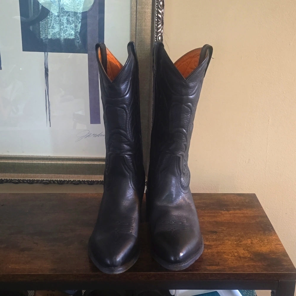 FRYE Men Black Cowboy Boots Size 9 D